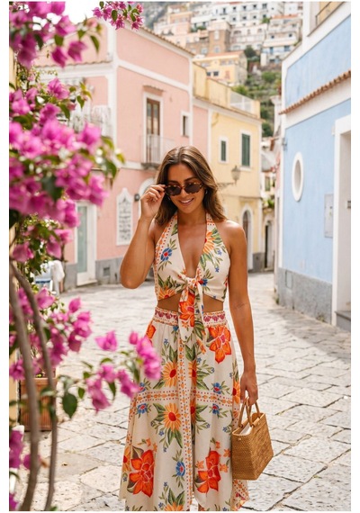 Fashion Cocktail Island Girl Vintage Bağlamalı Tropikal Halter Yaka Büstiyer Ve Cepli Asimetrik Mendil Etek Yazlık Bohem Boho Set Takım ekru Fashion Cocktail Island Girl Vintage Bağlamalı Tropikal Halter Yaka Büstiyer Ve Cepli Asimetrik Mendil Etek Yazlık Bohem Boho Set Takım ekru