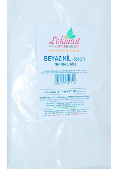 Lokmanavm Beyaz Kil 500 Gr Doğal Saf Toz Mini Maskesi Kili Paket