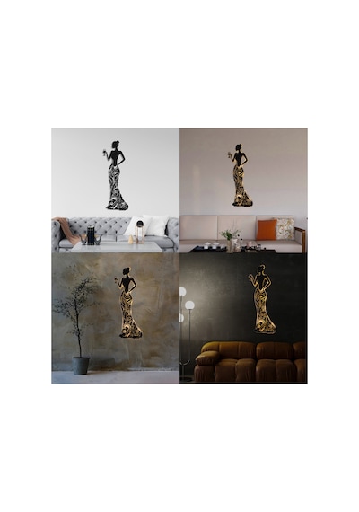 Led Işıklı Kadın Temalı Tablo Bloom Dekoratif Gece Lambası Sarı - 737194800 Sarı