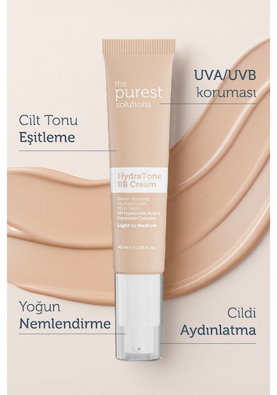 The Purest Solutions Kuru ve Karma Ciltler İçin Yoğun Nemlendirici BB Krem, SPF 50 + 40 ml – Açık / Orta Ton