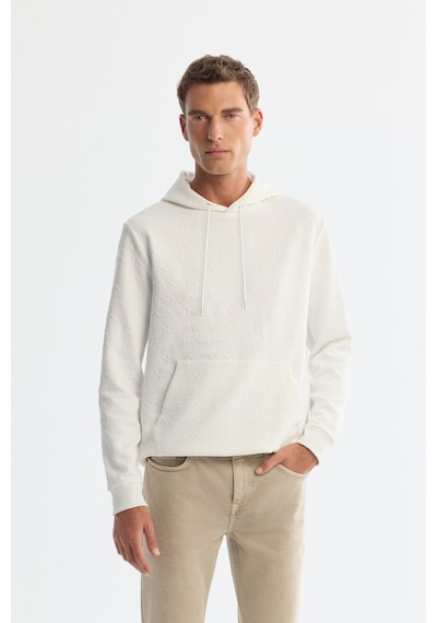 Avva Erkek Ekru Kapüşonlu Baskılı Elastan Regular Fit Sweatshirt A42y1332
