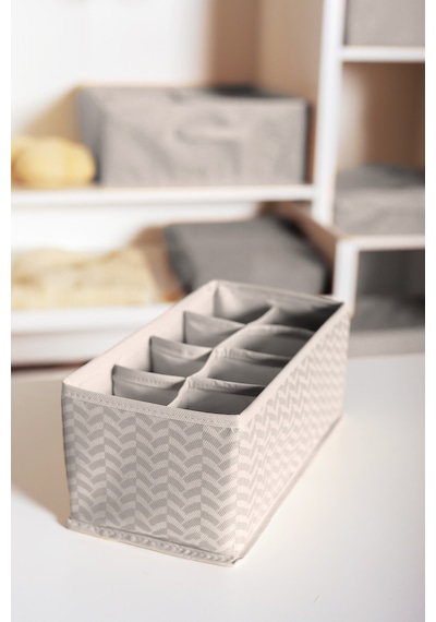 Serstil 8 Gözlü Çekmece İçi Dolap Çorap / İç Çamaşırı Katlanabilir Düzenleyici Organizer Kutu 14x28x12 Cm Martı Gri