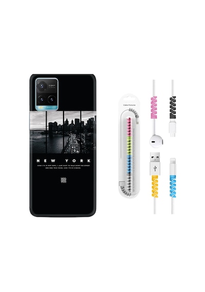 Vivo Y33S Kılıf Kablo Koruyuculu New York 1612