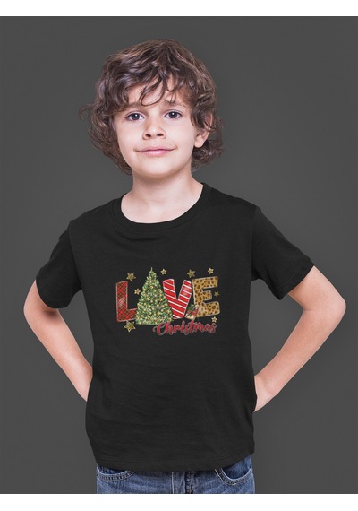 Bumeta Love Christmas Çocuk Tişört T-shirt Siyah
