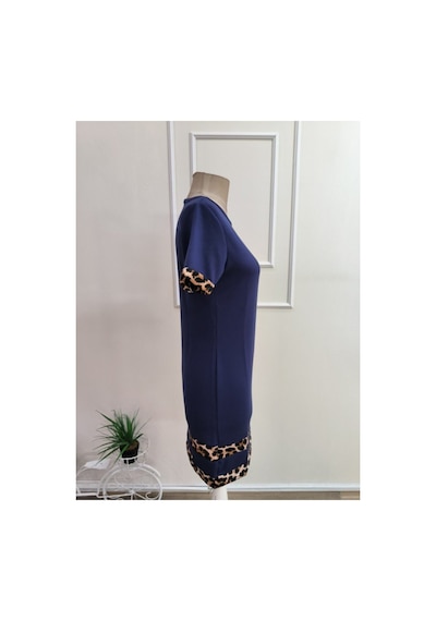 Butik İstanbul Kadın Kısa Kollu Bisiklet Yaka Leopar Şerit Detaylı Kısa Modal Elbise Saks Mavi Butik İstanbul Kadın Kısa Kollu Bisiklet Yaka Leopar Şerit Detaylı Kısa Modal Elbise Saks Mavi
