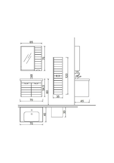 Turkuaz Seramik Frame Etajerli Lavabo 70 x 45CM-Mostar 70 Alt Modül -Siyah Turkuaz Seramik Frame Etajerli Lavabo 70 x 45CM-Mostar 70 Alt Modül -Siyah