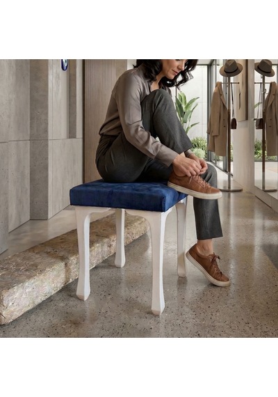 Ratemo Kare Puf Tabure Döşemelik Kumaşlı Modern Oturma Pufu 40x40x45 Cm Lacivert