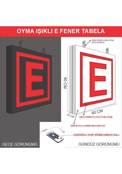 Oyma Işıklı Eczane E Tabela