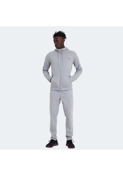 Slazenger RICH Erkek Fermuarlı Kapüşonlu Cepli Gri Eşofman Takımı