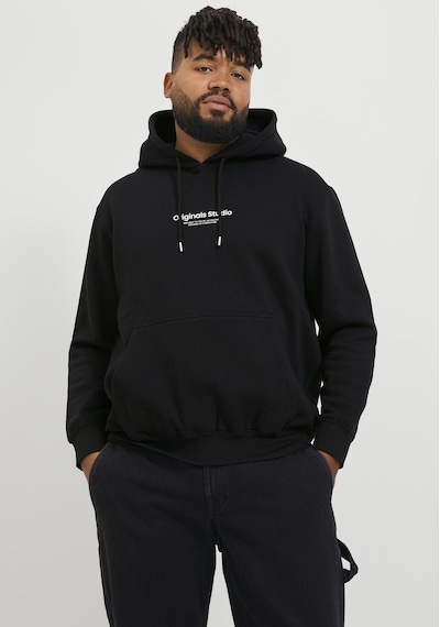 Jack & Jones Logo Baskili Sweatshirt - Büyük Beden 12244912 Black Koyu Siyah
