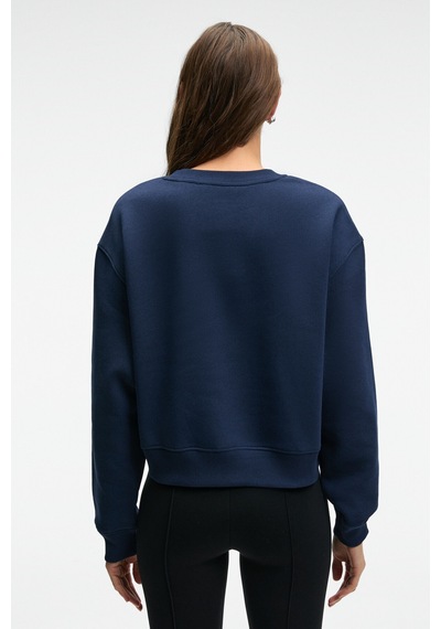 ETHIQUET TAL ERA Kadın Önü Baskılı Yuvarlak Yaka Lacivert Sweatshirt