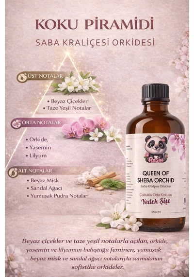Queen Of Sheba Orchid Çubuklu Oda Kokusu Yedek Şişe 250 Ml Orchid Orkide Reed Diffuser Refill Fresh