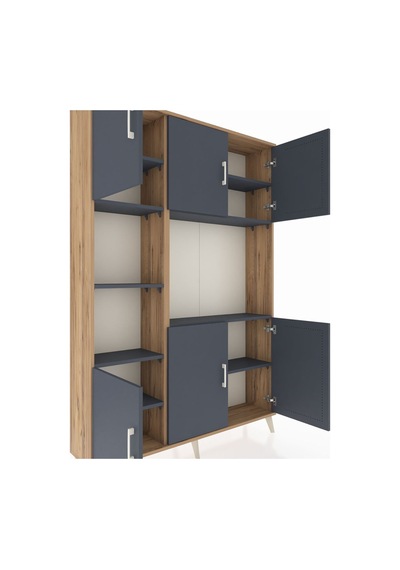 Arges Dolap 9 Raflı 6 Kapaklı 132x30x195 Çam-antrasit/antrasit Çam