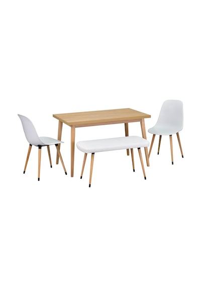 Vilinze Eames Sandalye-bank Avanos Ahşap Mdf Mutfak Masası Takımı - 70x120 Cm Beyaz Vilinze Eames Sandalye-bank Avanos Ahşap Mdf Mutfak Masası Takımı - 70x120 Cm Beyaz