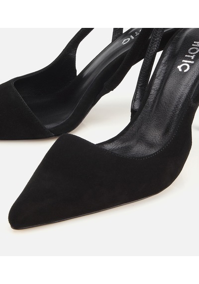 Hotiç Kadın Süet Deri Siyah Sivri Burunlu İnce Topuklu Stiletto