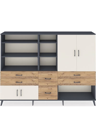 Arges Dolap 10 Raflı 6 Çekmeceli 4 Kapaklı 220x30x163 Antrasit-ay Antrasit-aytaşı/çam Arges Dolap 10 Raflı 6 Çekmeceli 4 Kapaklı 220x30x163 Antrasit-ay Antrasit-aytaşı/çam