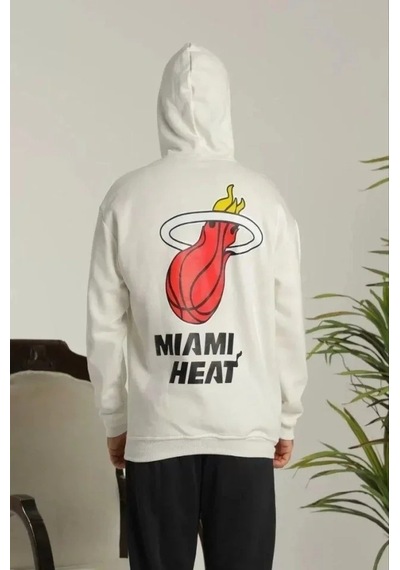 Vexor Unisex Kapşonlu Baskılı Sweatshirt - Beyaz