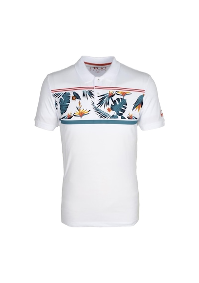 Erkek Beyaz Slim Fit Polo Yaka Baskılı Tshirt 1179-beyaz Beyaz