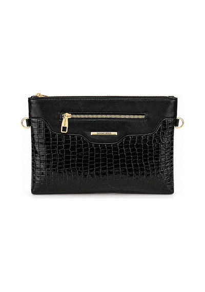 Sanmorris Kadın Suni Deri Ayarlanabilir Çapraz Ve El Askılı Portföy, Clutch Çanta S-1360 Siyah Kroko