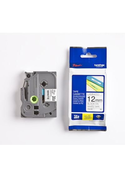 BROTHER P-TOUCH TZE-231 TZE-TAPE 12MM BEYAZ ÜZERİNE SİYAH LAMİNAS