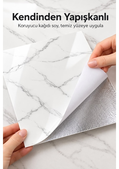 Kendinden Yapışkanlı Beyaz Mermer Desenli Duvar Paneli 30x30 Cm 6 Adet
