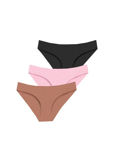 New Lilla 301 Kadın Dikişsiz Lazer Bikini Külot Paketi Çok Renkli
