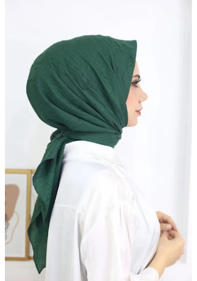 Melodi Scarf Kadın Tesettür Pratik Bambu Kraş Eşarp Zümrüt Yeşili Zümrüt Yeşili