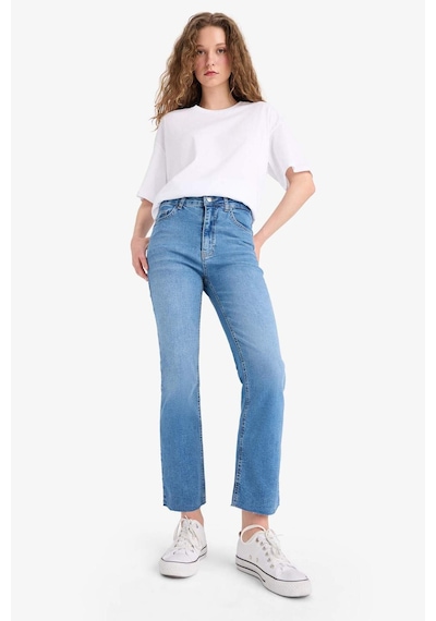DeFacto Crop Flare Fit Yüksek Bel Bilek Boy Jean Yıkamalı Pantolon E8018AX25SMNM28