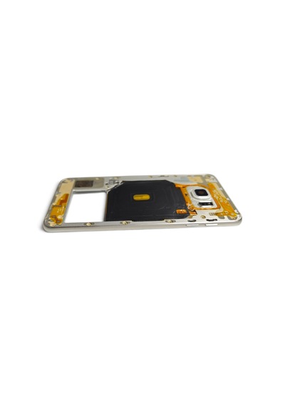 G928 Orta Kasa Galaxy S6 Edge Plus Uyumlu Beyaz Renk Orta Kasa Çerçeve + Ses Açma On Off Tuş Plastik Kamera Camı Ve Hoparlör Gümüş