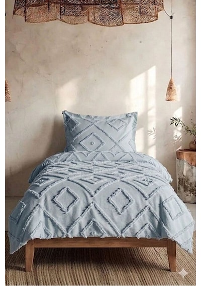 Iskandinav Gri Tek Kişilik Yatak Örtüsü 180 X 240 Cm Ve 1 Adet Yastık