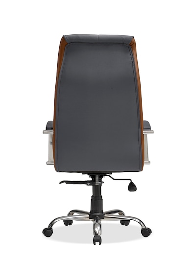 Deri Ofis Koltuğu Bilgisayar - Ofis - Müdür - Büro - Makam Çalışma Koltuğu Krom Ayaklı Kahverengi Gri