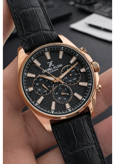 Daniel Klein Deri Kordon İç Kadran Fonksiyonları Aktif 3 Atm Suya Dayanıklı Erkek Kol Saati E14239-5 Rose Gold