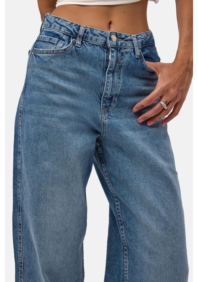 it's basic Kadın Mavi 4s6-4 Relax Fit Esnek Kumaş Denim Jean
