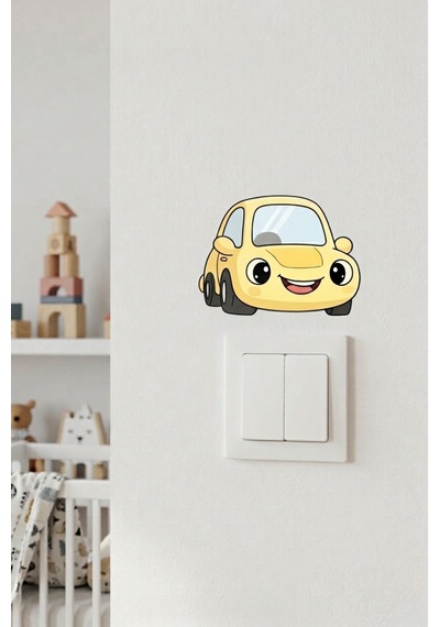 Priz Üstü Araba Sticker Parlak Duvar Sticker Çocuk Odası Dekoru Çok Renkli