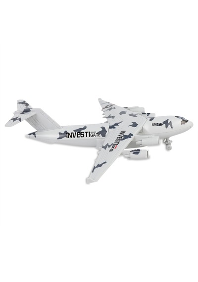 Diecast Metal Askeri Kargo Uçağı Gri Sesli Işıklı