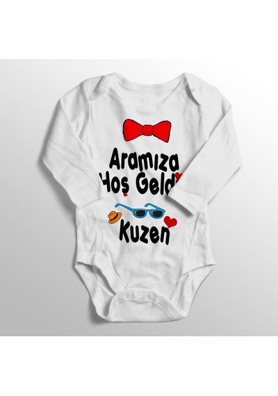 İmaj Tuğbababy Aramıza Hoş Geldin Kuzen Baskılı Bebek Zıbını Beyaz