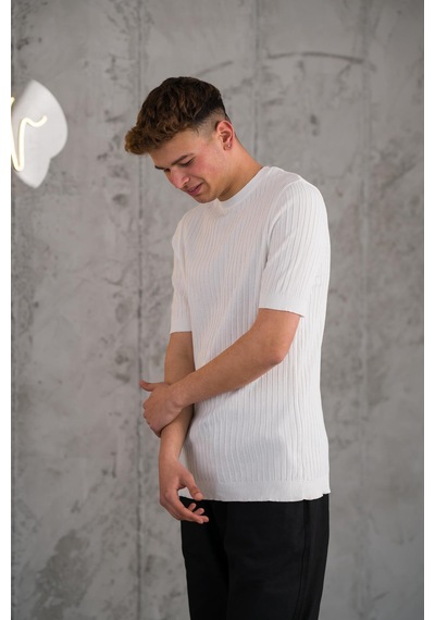 Slimfit Likralı Sıfır Yaka Erkek Triko T-shirt 001