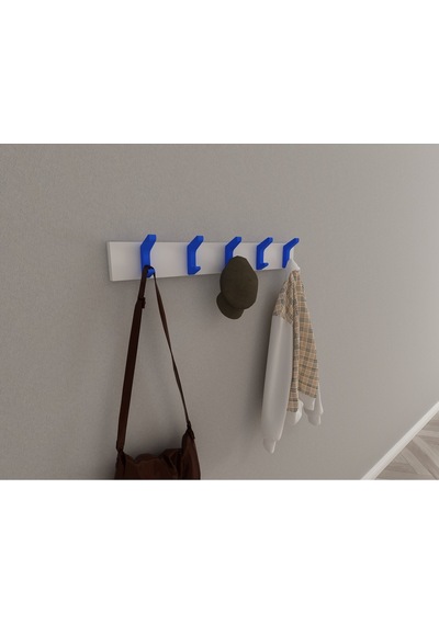 Hepsi3boyutlu Modern Duvar & Kapı Kanca Askılık - 5 Adet Mavi Kanca Askılık - Model No : 2 Mavi