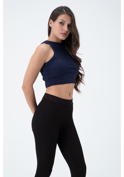 Quhox Kadın Kaşkorse Crop Atlet İndigo