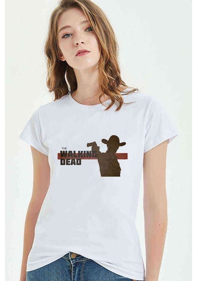 Walking Dead Baskılı Beyaz Kadın Tshirt
