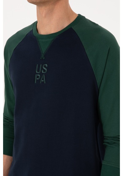 U.S. Polo Assn. Erkek Bisiklet Yaka Regular Fit Koyu Yeşil İnce Sweatshirt 50315420-VR079