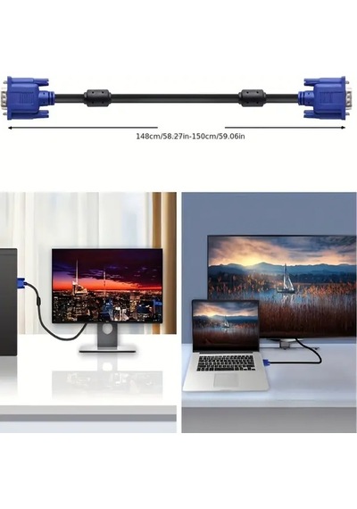 Willowhaven Yüksek Kaliteli 1.5m Vga Kablosu 1080p Full Hd Pc Laptop Monitor Tv Projeksiyon