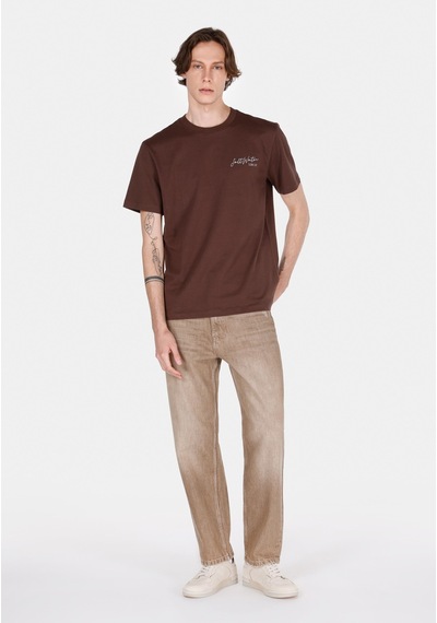 Colin's Colins Comfort Fit Yuvarlak Yaka Düz Erkek Kahverengi Kısa Kol Tişört Cl1072833 Q1.v1 Brw Kahverengi