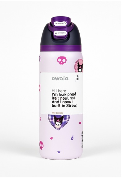 Owala 32 Oz 946 Ml Freesip Desenli Çift Katmanlı Paslanmaz Çelik Termos Kilitli Kapak Ekru - Mor