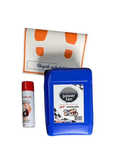 Power Ten 4T 10W-40 Motosiklet Yağı 10 L + Balata Sprey 10 L