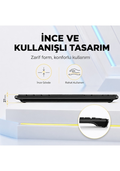 Aula AWK310 Bluetooth 5.1 Kablosuz Telefon Tablet Standlı TKL Türkçe Q Klavye