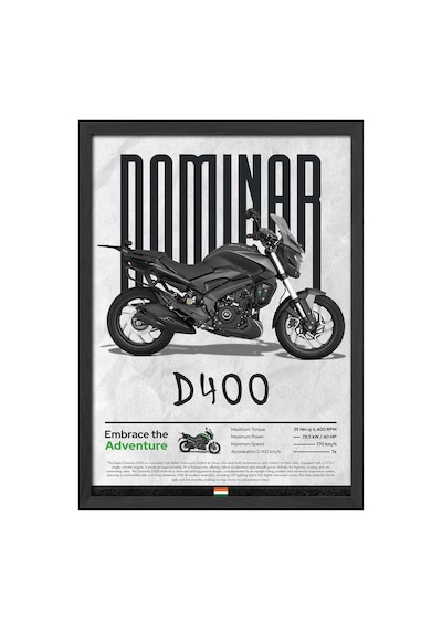 Bajaj Dominar 400 Siyah Ahşap Çerçeveli Poster, Dekoratif Motosiklet Duvar Tablosu