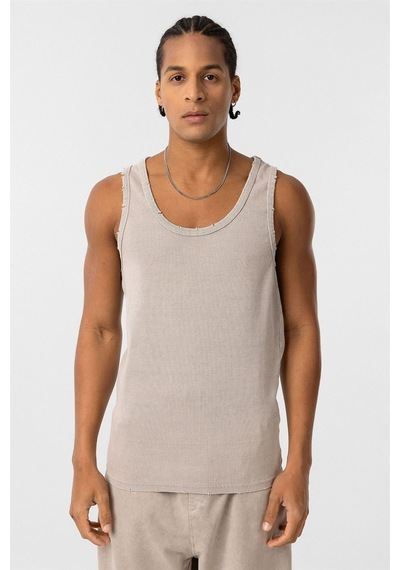 Vamos Yıkamalı Tank Top Kaşkorse Atlet Taş