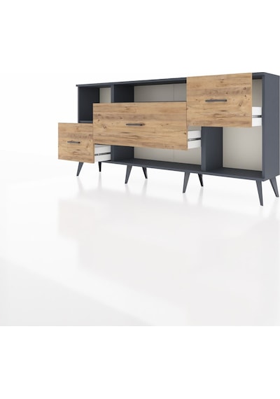 Arges Konsol 2 Raflı 3 Çekmeceli 176x30x83 Antrasit-antrasit/çam Antrasit/çam Arges Konsol 2 Raflı 3 Çekmeceli 176x30x83 Antrasit-antrasit/çam Antrasit/çam