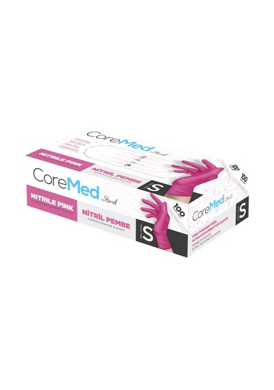 Nitril Pembe Pudrasız Muayene Eldiveni S - 1 Paket 100 Lü